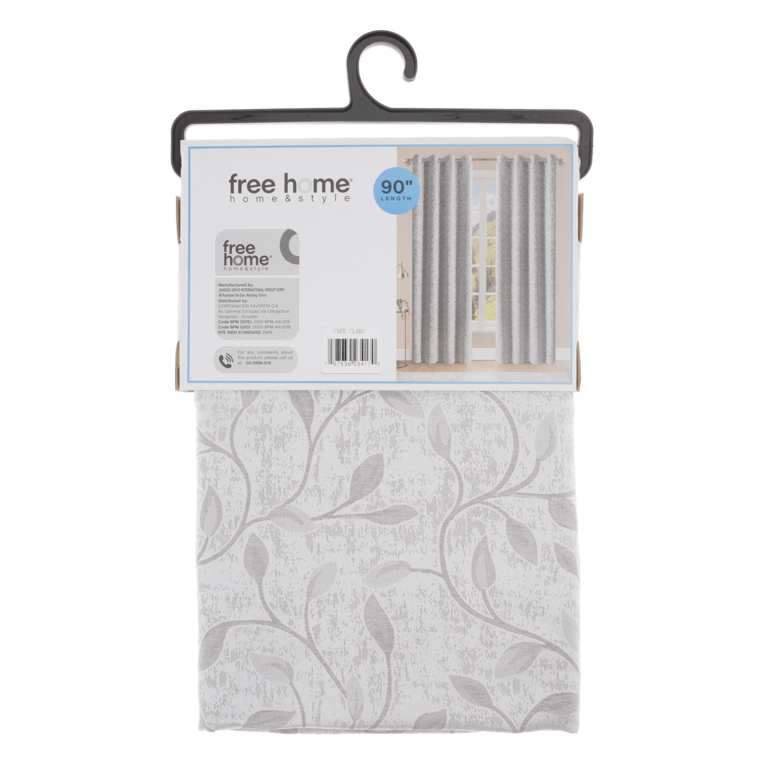 Cortina De Área Café Claro Con Diseño Hojas FREE HOME 135X229 Cm