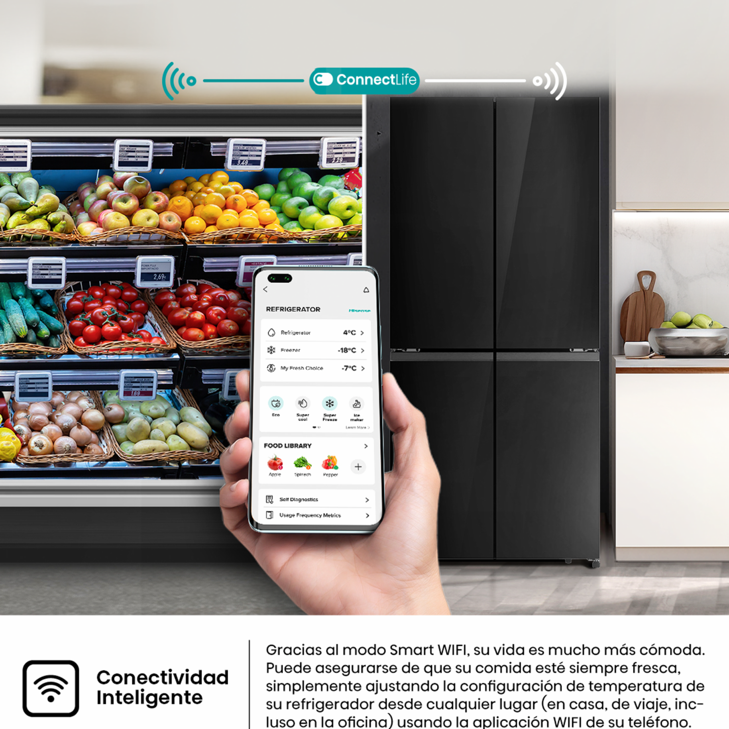 Refrigeradora Side By Side Black Glass HISENSE 568 Litros