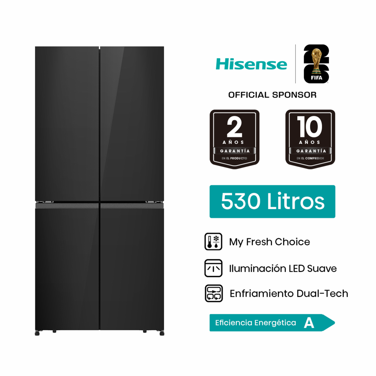 Refrigeradora Side By Side Black Glass HISENSE 568 Litros