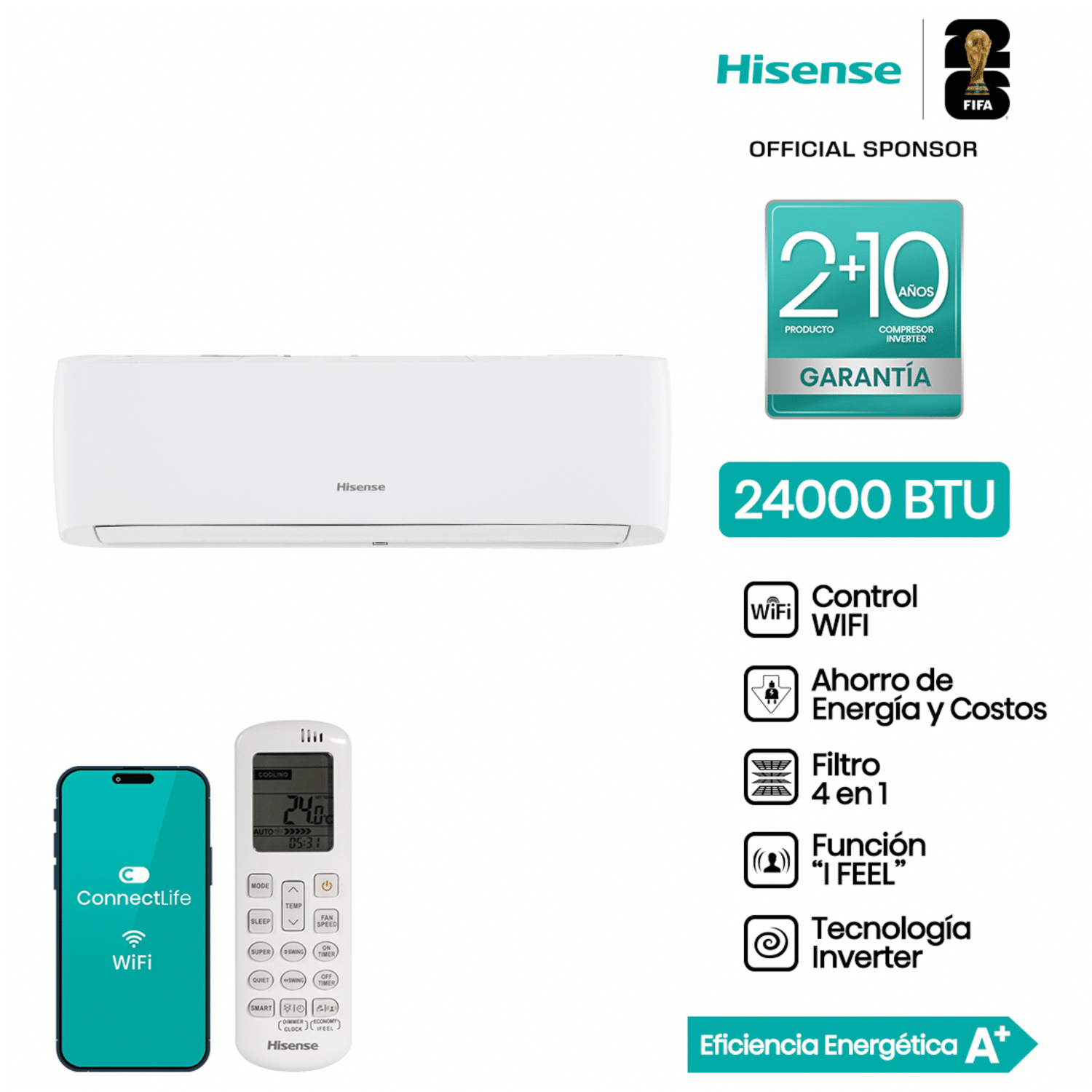 Aire Acondicionado De Pared HISENSE 24000 BTU