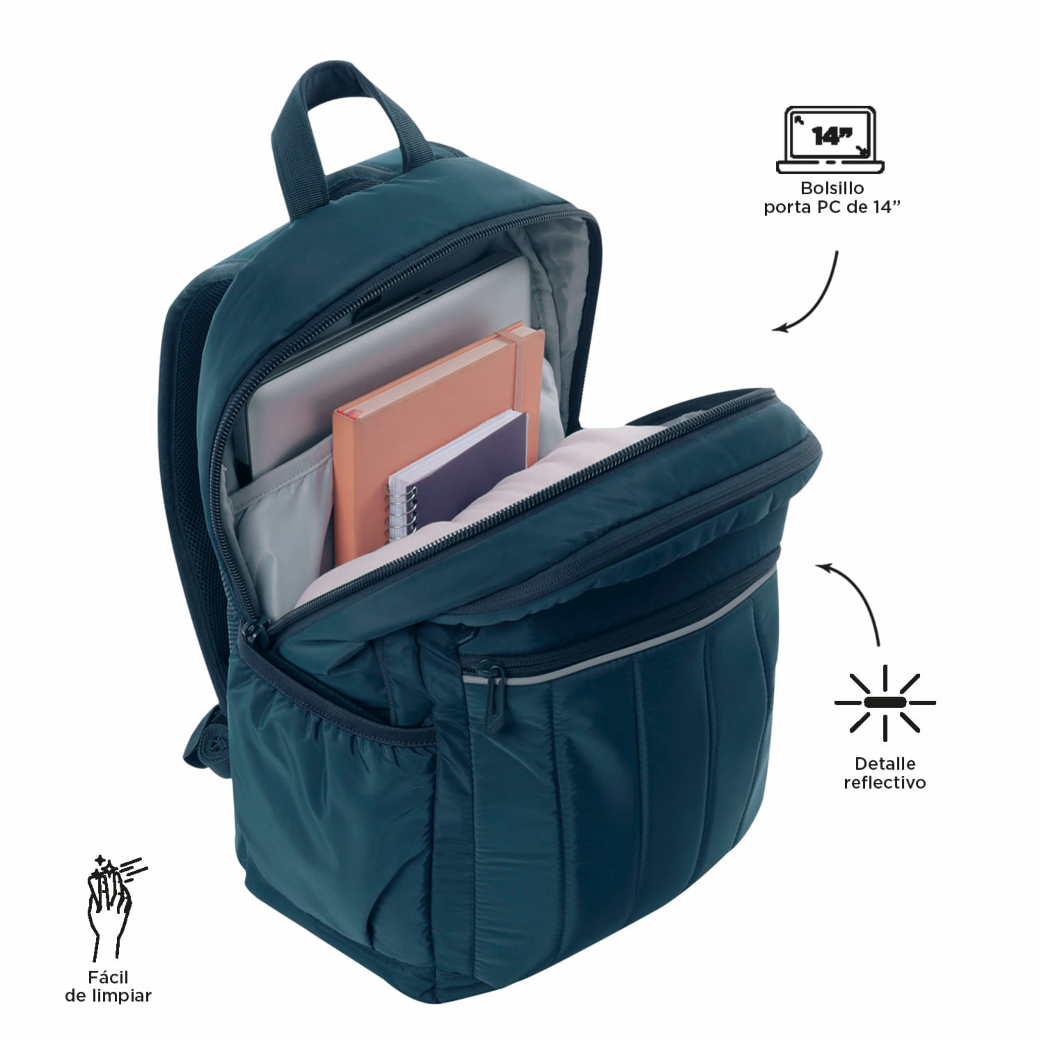 Mochila Pc Moda Mujer Plaine TOTTO Azul