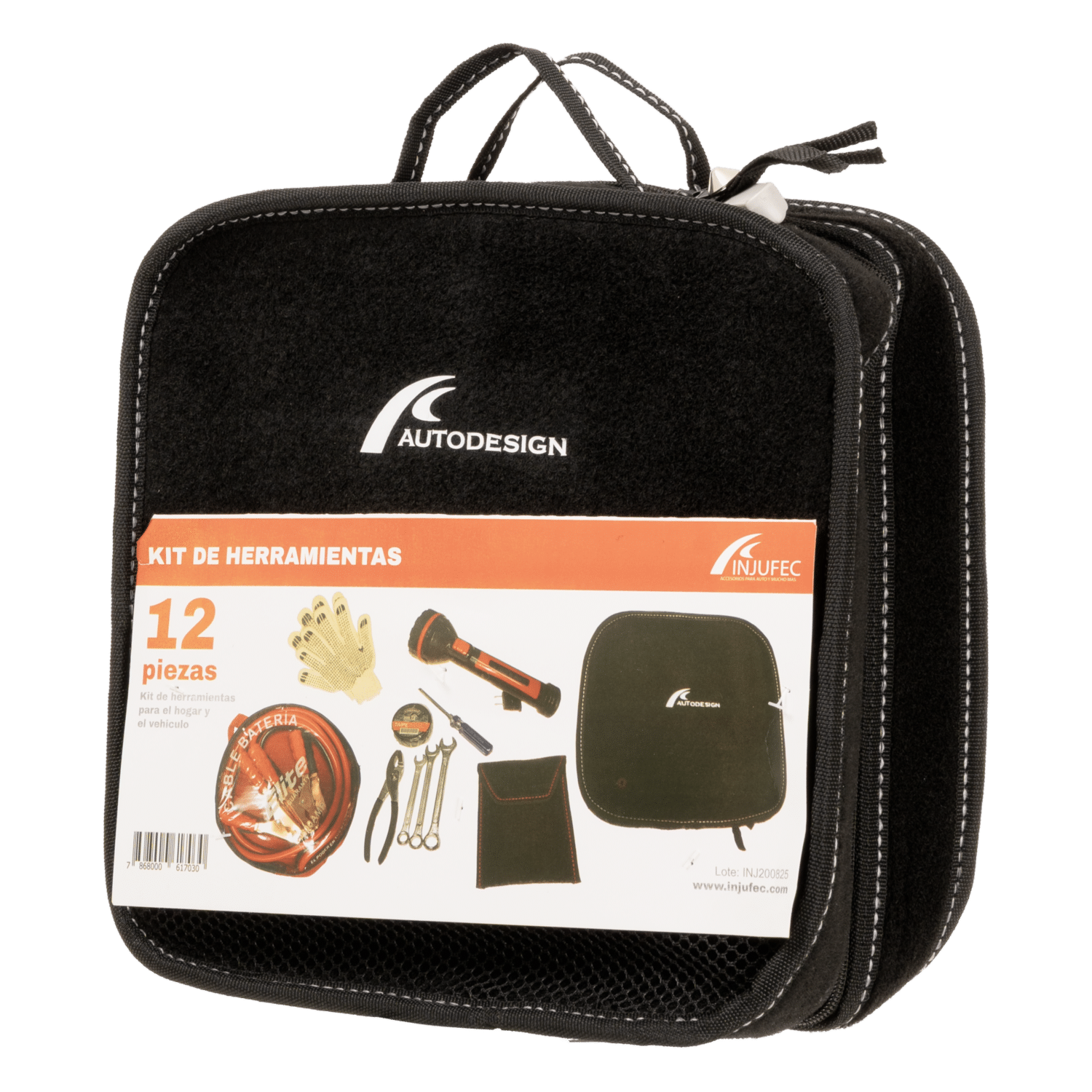 Kit De Emergencia Automotriz  Con Herramientas INJUFEC 12 Piezas