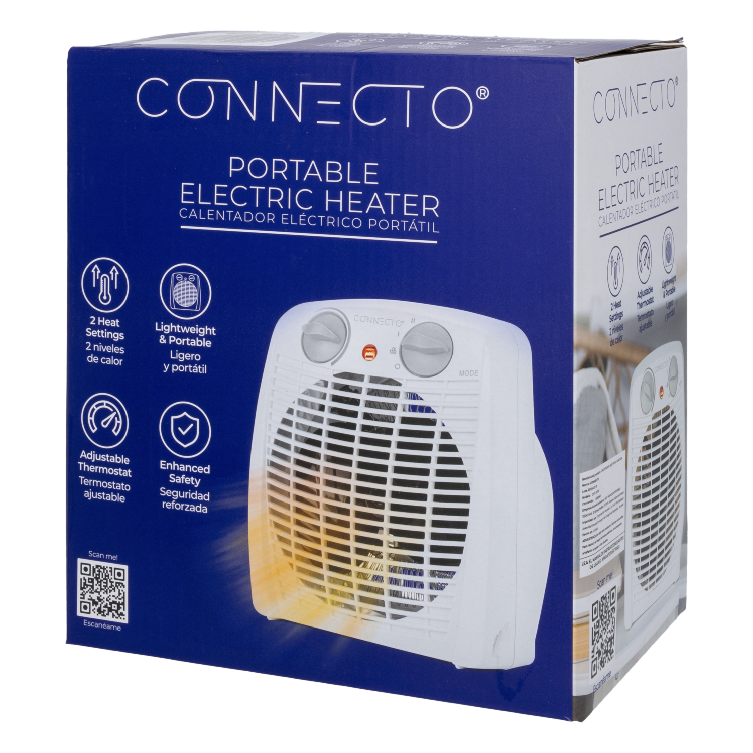 Calefactor Electrico De 2 Ajustes Con Luz Indicadora Compacto CONNECTO 2 Temperaturas