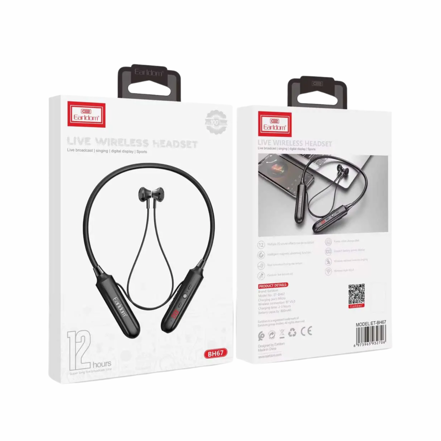 Audífonos Sport Imantados Modelo Et-Bh67 EARLDOM Wireless